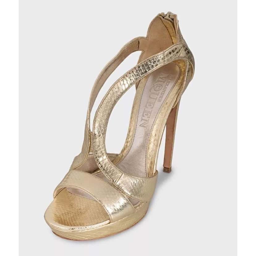 Alexander Mcqueen Stiletto Sandals Gold Leather Very good condition - Inside View