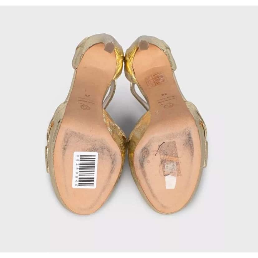 Alexander Mcqueen Stiletto Sandals Gold Leather Very good condition - Box View