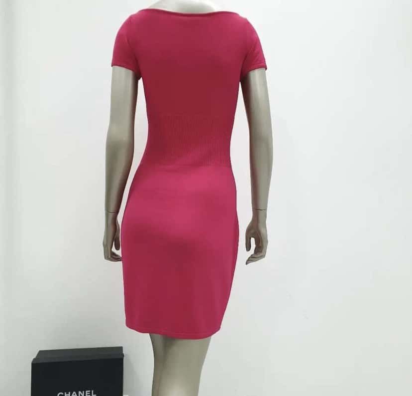 Chanel 2010 Knit Midi Sweater Dress Pink Cotton Very good condition - Back View