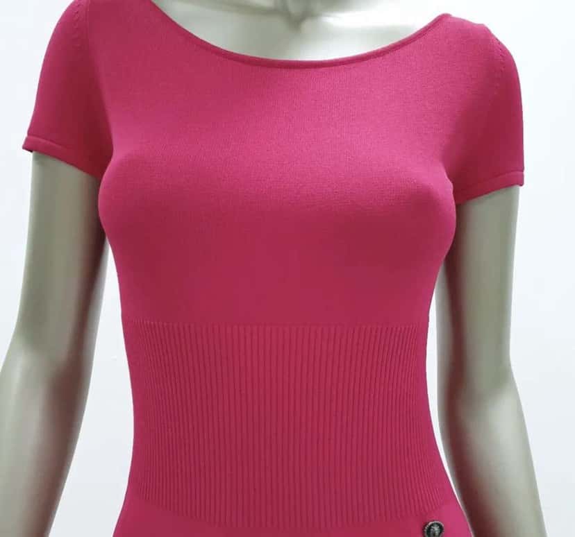 Chanel 2010 Knit Midi Sweater Dress Pink Cotton Very good condition - Inside View