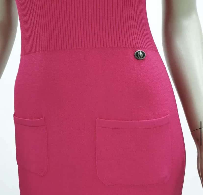 Chanel 2010 Knit Midi Sweater Dress Pink Cotton Very good condition - Box View