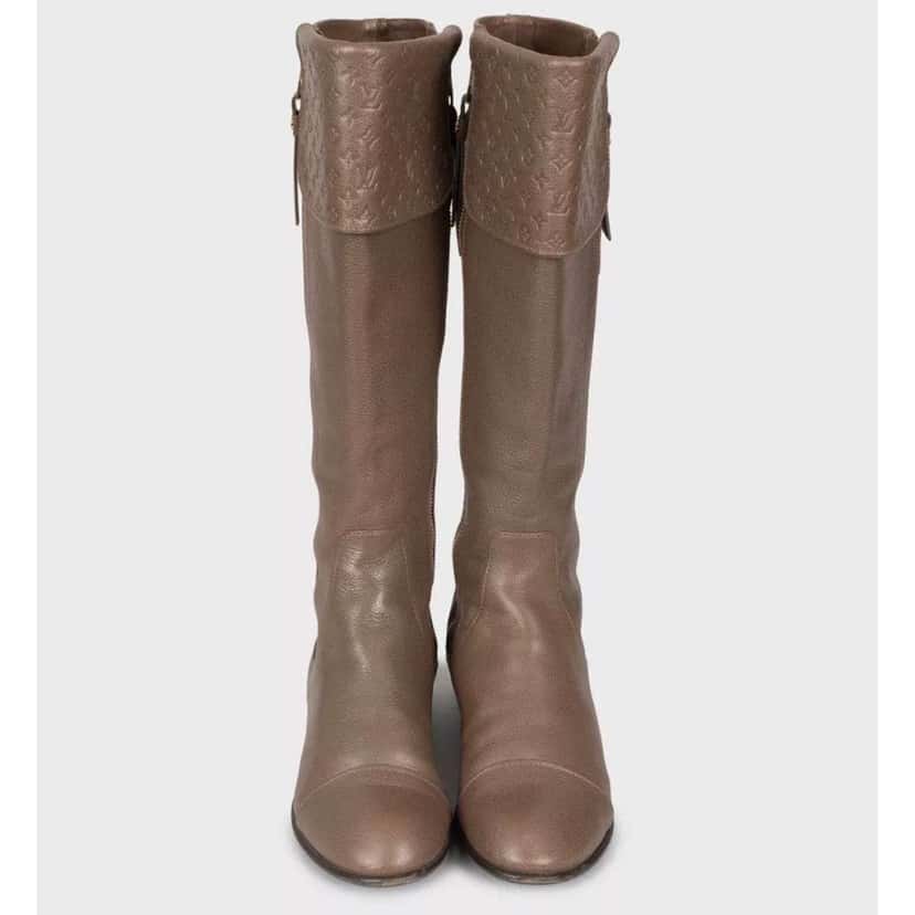Louis Vuitton Knee Boots Zippers Brown Leather Very good condition - Back View