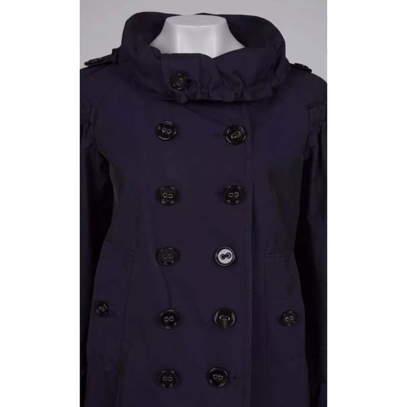 Burberry Double Breasted Coat Purple Cotton Very good condition - Model View