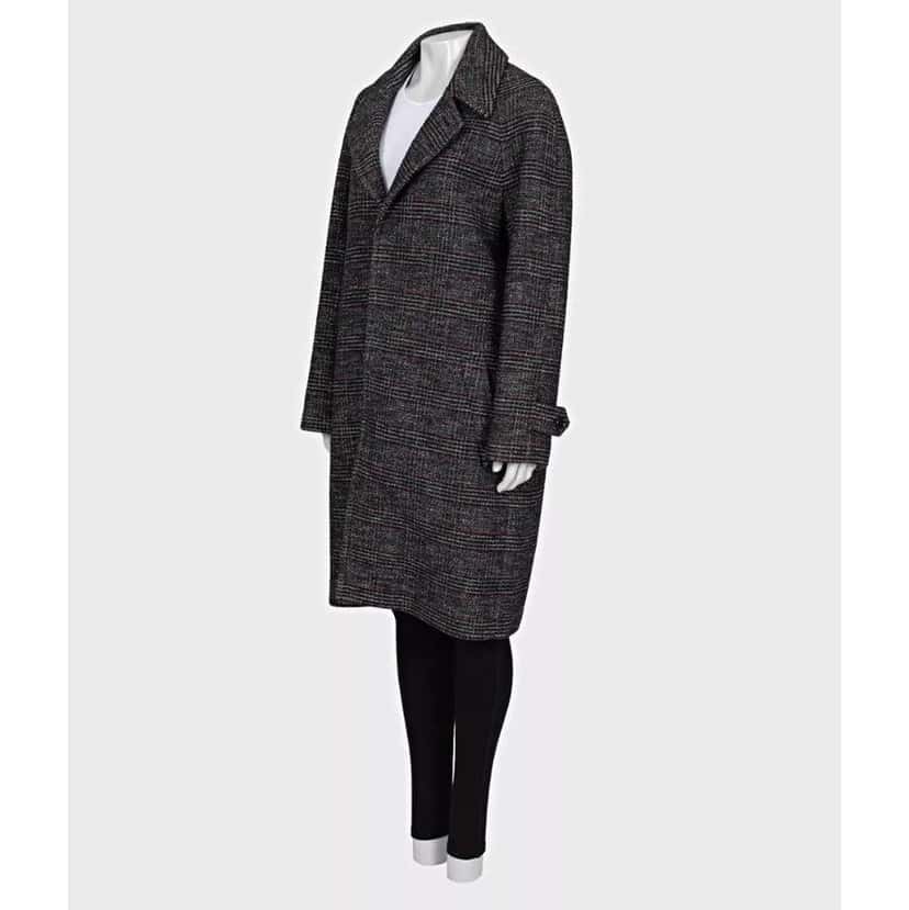 Celine Prince of Wales Check Coat Black Cotton Very good condition - Back View