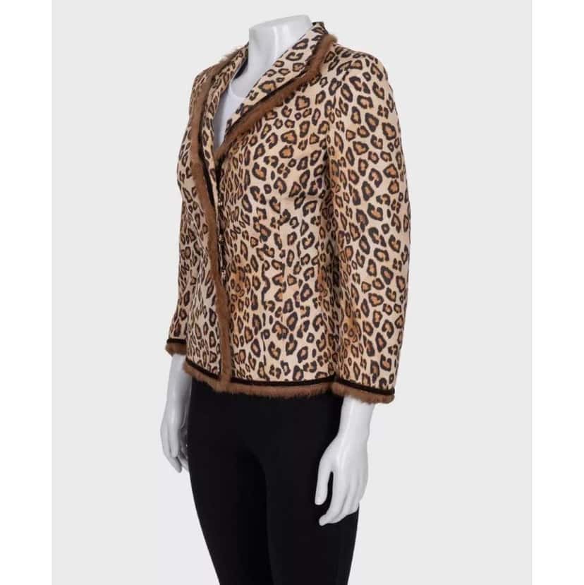 Alexander Mcqueen Cropped Animal Print Jacket Brown Silk Very good condition - Back View