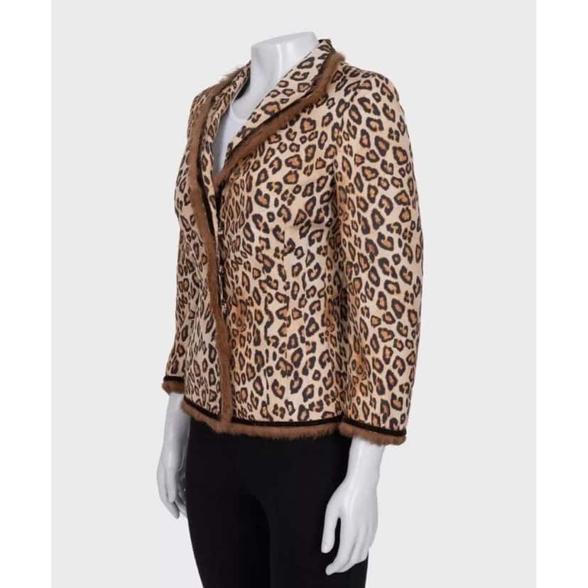 Alexander Mcqueen Cropped Animal Print Jacket Brown Silk Very good condition - Inside View