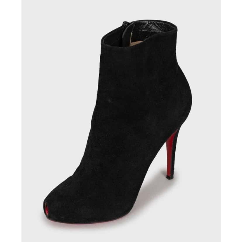 Christian Louboutin Open Toe Ankle Booties Black Leather Very good condition - Inside View