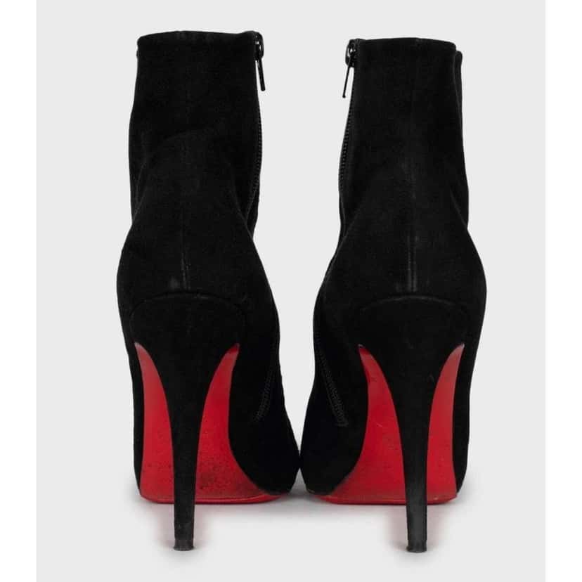 Christian Louboutin Open Toe Ankle Booties Black Leather Very good condition - Model View