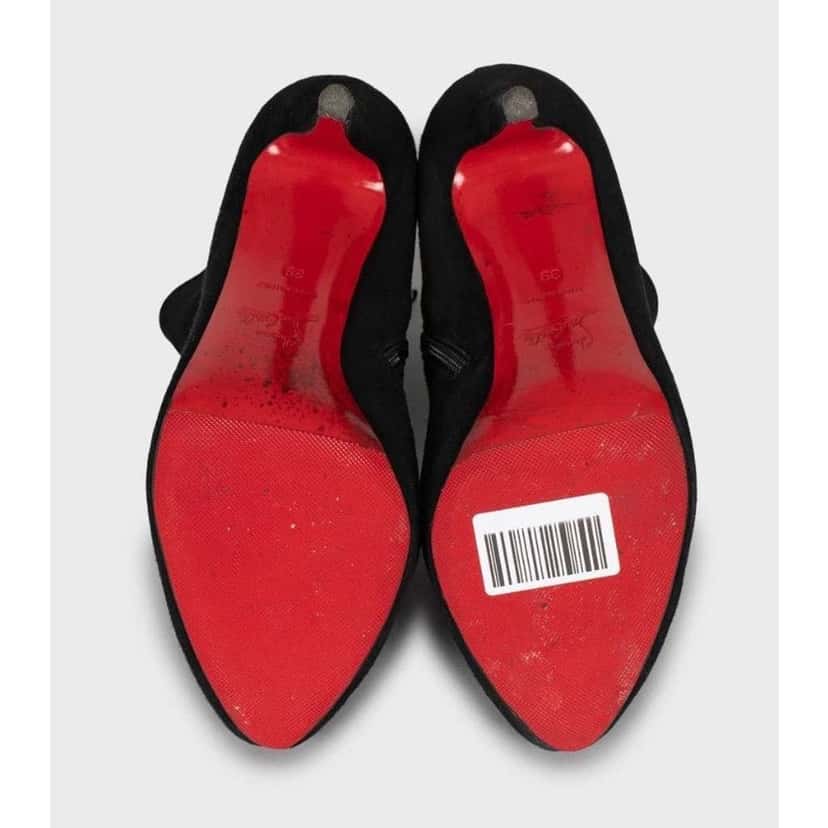 Christian Louboutin Open Toe Ankle Booties Black Leather Very good condition - Box View