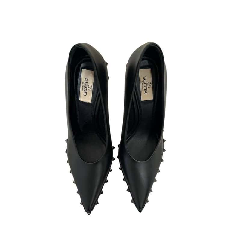 Valentino Garavani Rockstud 100 Heels Pumps Black Leather Very good condition - Box View