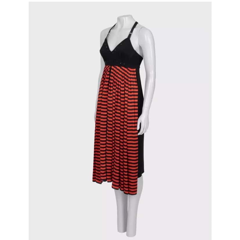 Jean Paul Gaultier Striped Dress Black Silk Very good condition - Back View