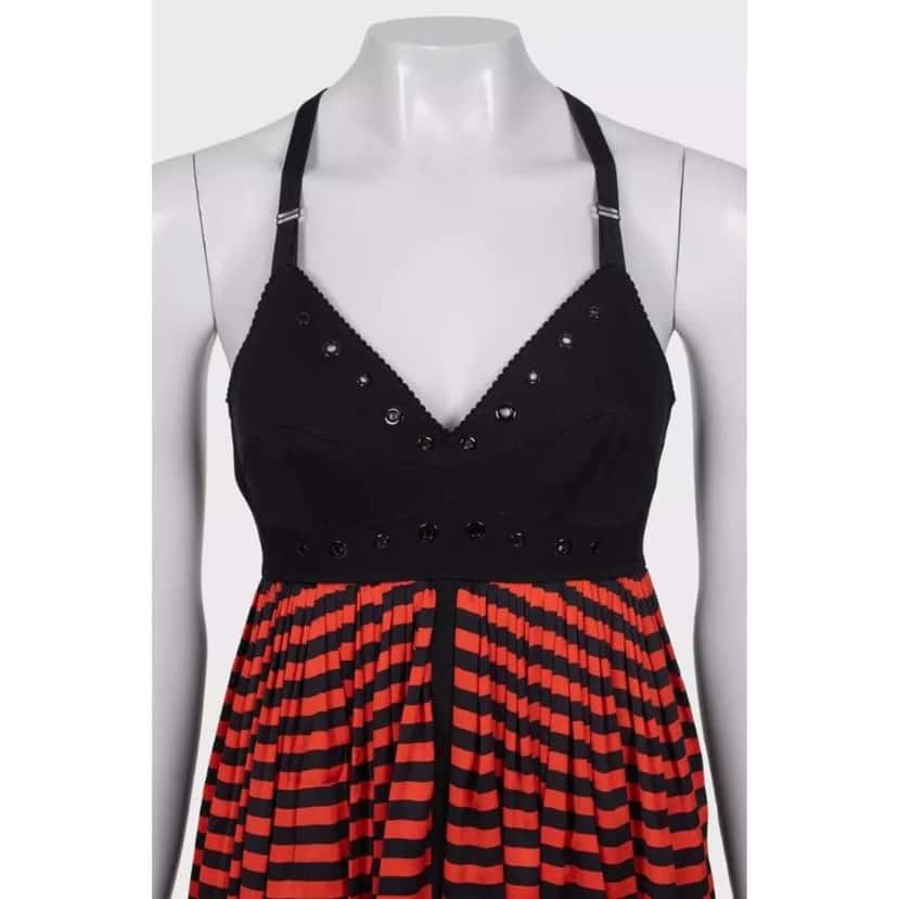 Jean Paul Gaultier Striped Dress Black Silk Very good condition - Model View