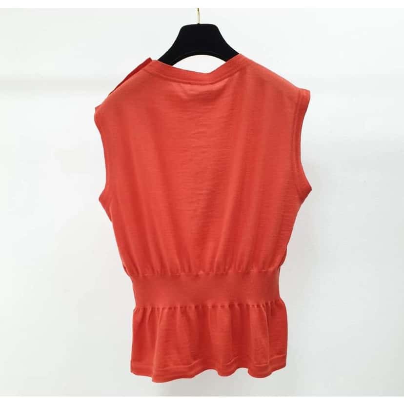 Chanel CC Buttons Jersey Top Red Cotton Never worn, with tag - Inside View