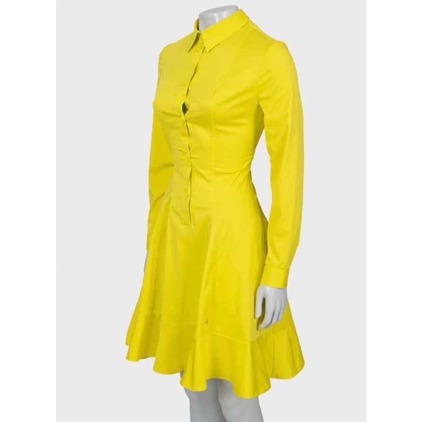 Dior Christian Blend Fitted Shirt Dress Yellow Cotton Good condition - Back View