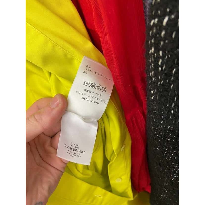 Dior Christian Blend Fitted Shirt Dress Yellow Cotton Good condition - Box View