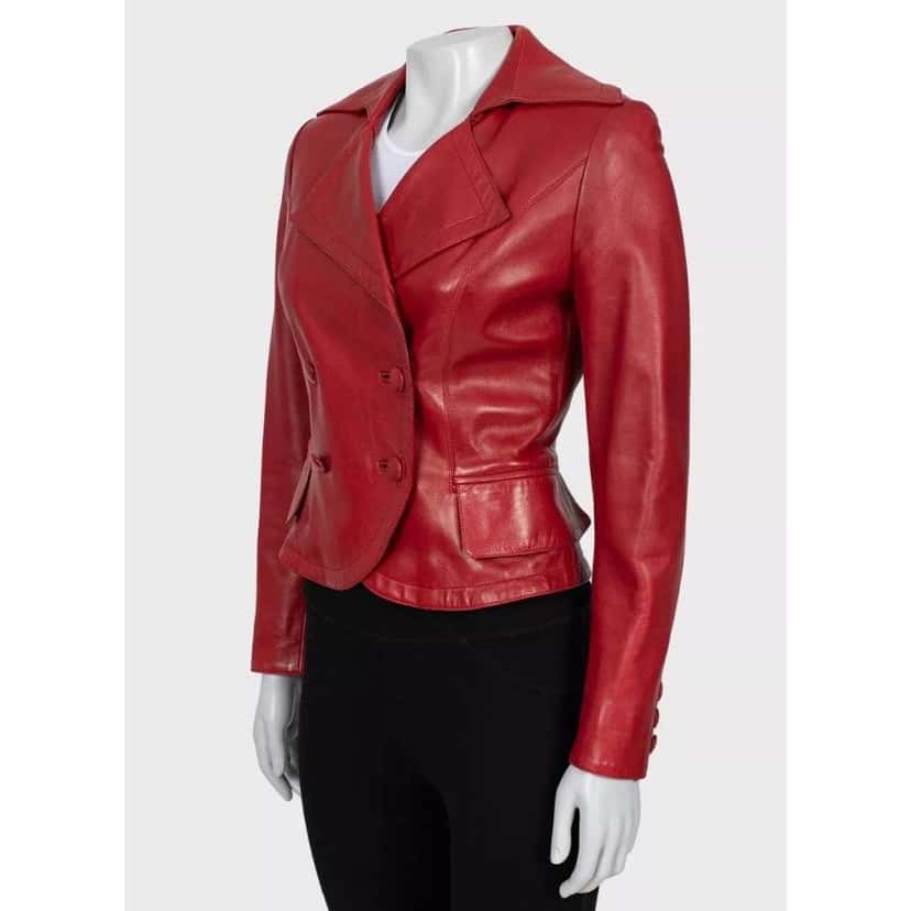 Hermès Double Breasted Jacket Red Leather Good condition - Back View