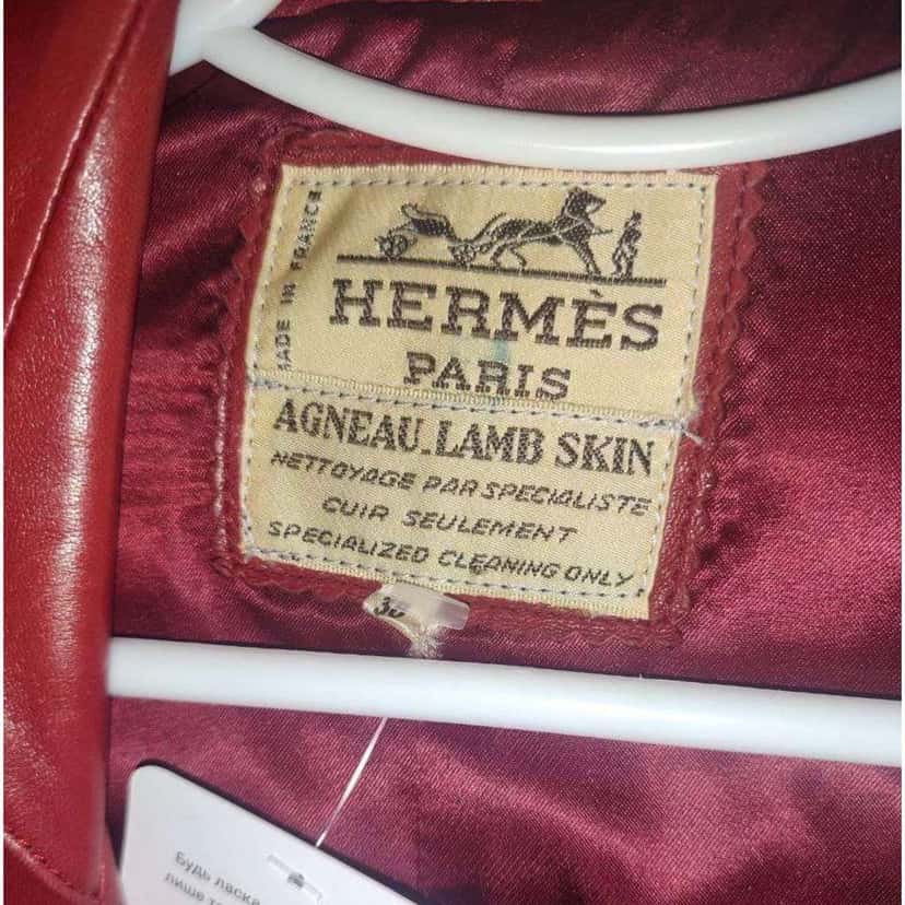 Hermès Double Breasted Jacket Red Leather Good condition - Box View