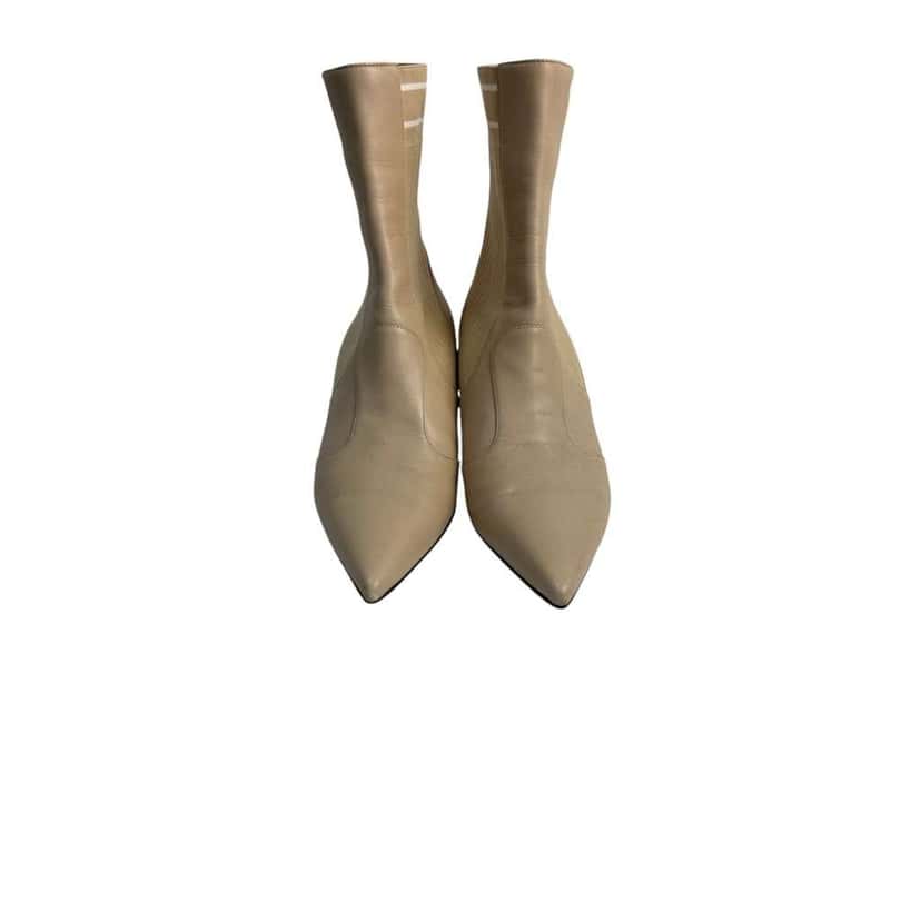 Fendi ankle boots with stretch knit Beige Leather Good condition - Inside View