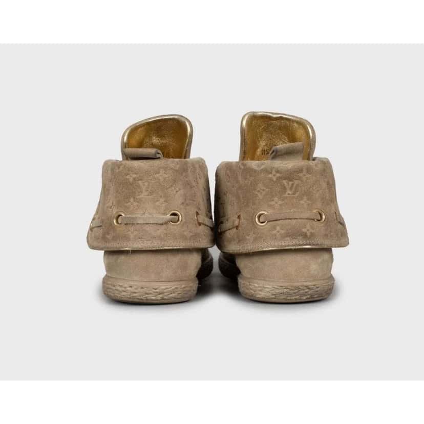 Louis Vuitton Empreinte Lace Up Booties Beige Leather Good condition - Model View