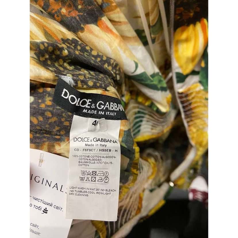 Dolce & Gabbana Off Shoulder Sunflower Print Dress Black Cotton Very good condition - Box View