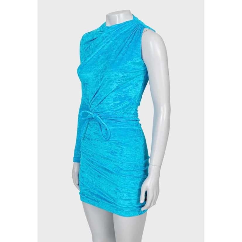 Balenciaga Light One Shoulder Fitted Dress Blue Very good condition - Back View