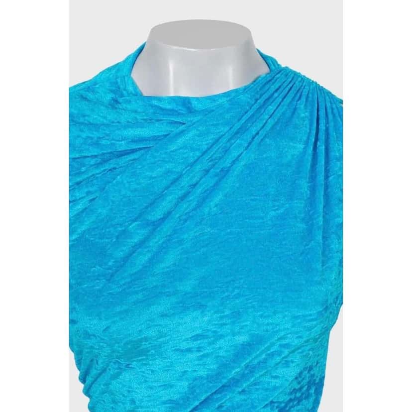 Balenciaga Light One Shoulder Fitted Dress Blue Very good condition - Model View