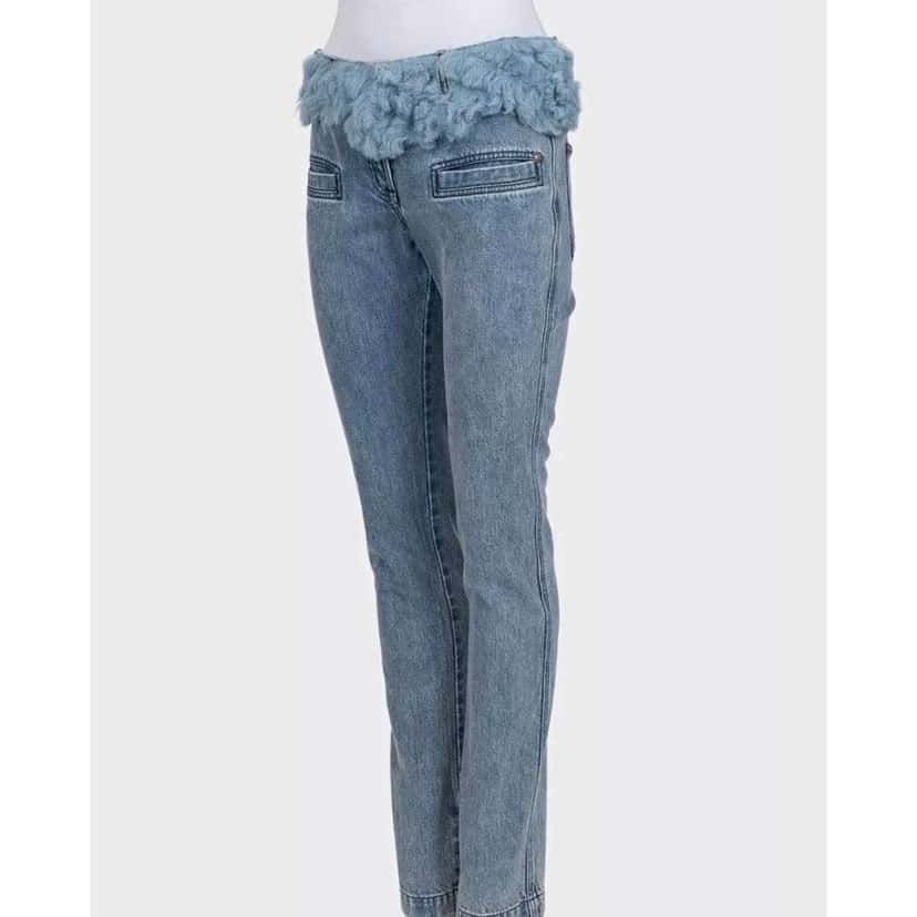 Chanel Light Straight Trim Jeans Blue Leather Very good condition - Back View