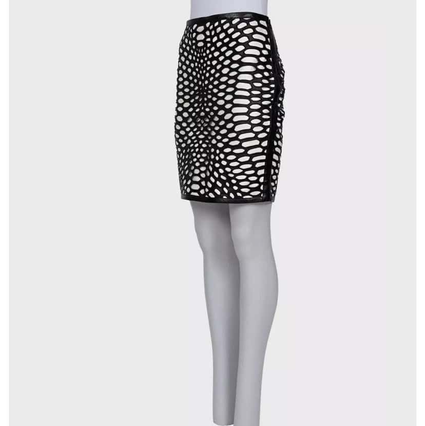 Tom Ford Perforated Skirt Black Leather Very good condition - Back View