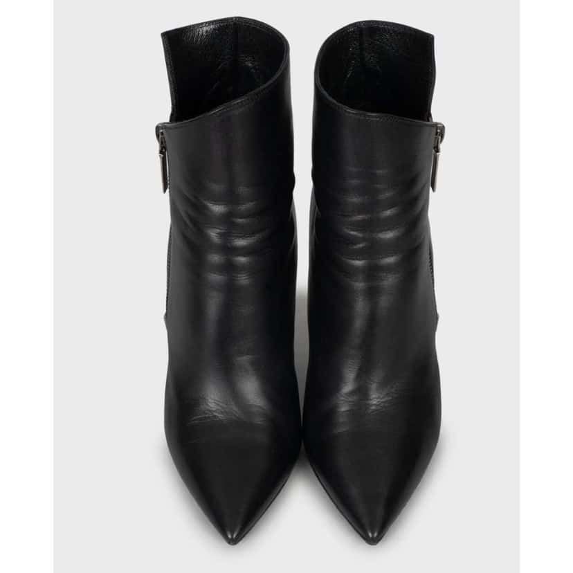 Saint Laurent Niki Wedge Boots Black Leather Very good condition - Back View