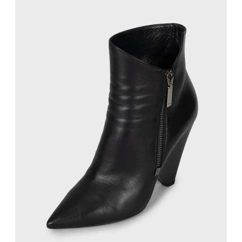 Saint Laurent Niki Wedge Boots Black Leather Very good condition - Inside View