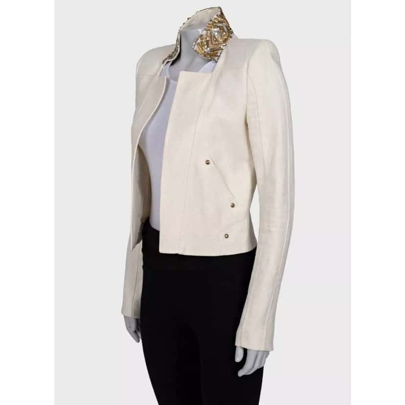 Balmain Trim Jacket White Linen Very good condition - Back View
