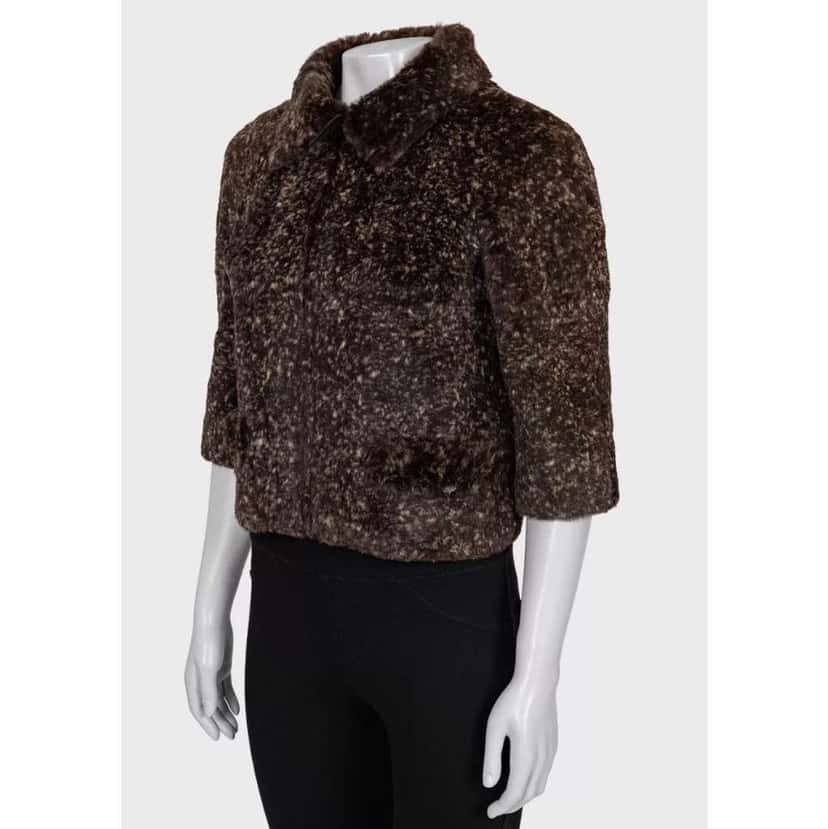 Chanel Rabbit Cropped Jacket Brown Cotton Very good condition - Back View