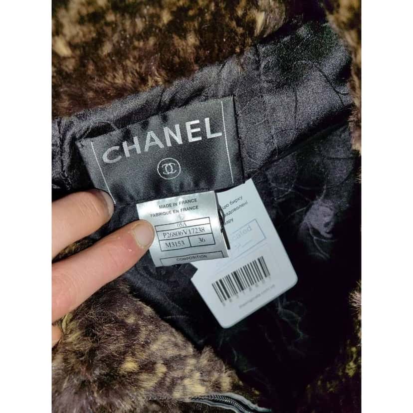 Chanel Rabbit Cropped Jacket Brown Cotton Very good condition - Box View