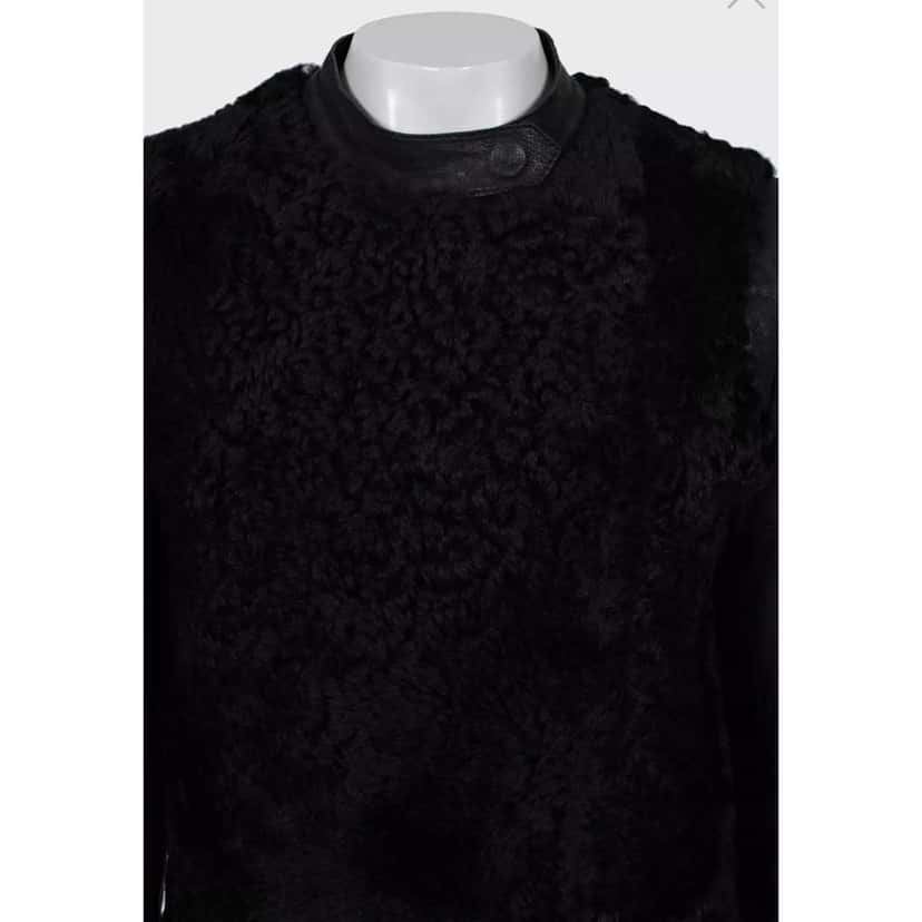 Celine Sleeves Coat Black Leather Good condition - Model View