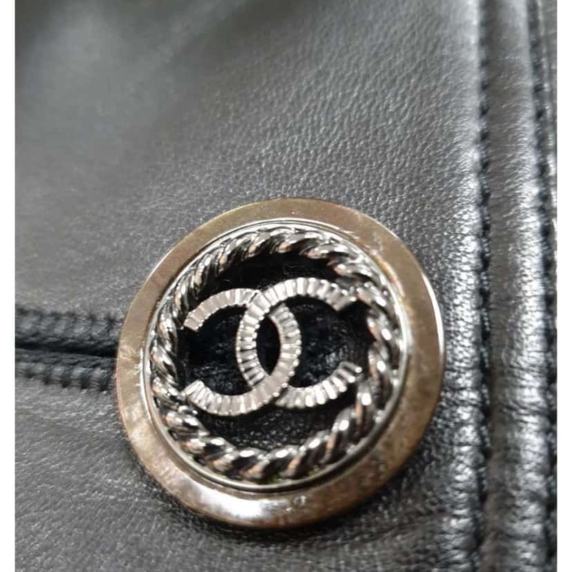 Chanel 2018 Lambskin Biker Jacket Black Leather Very good condition - Back View