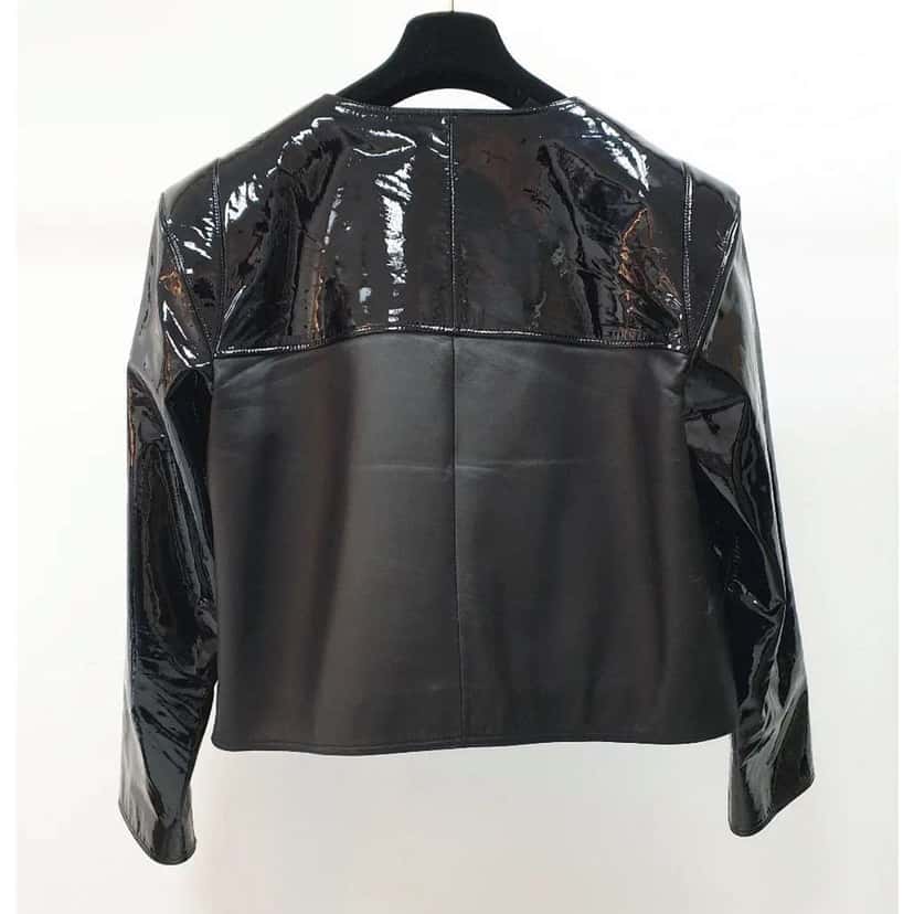 Chanel 2018 Lambskin Biker Jacket Black Leather Very good condition - Inside View