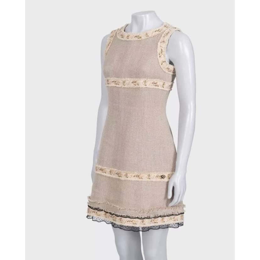 Chanel Dress Beige Silk Very good condition - Back View