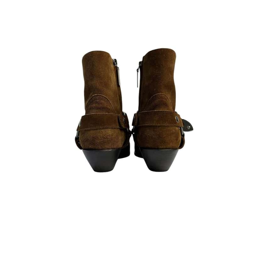 Saint Laurent WEST HARNESS Western Ankle Boots Brown Suede Very good condition - Model View