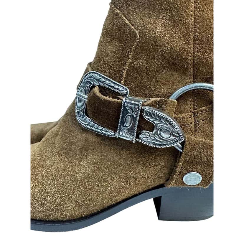Saint Laurent WEST HARNESS Western Ankle Boots Brown Suede Very good condition - Box View