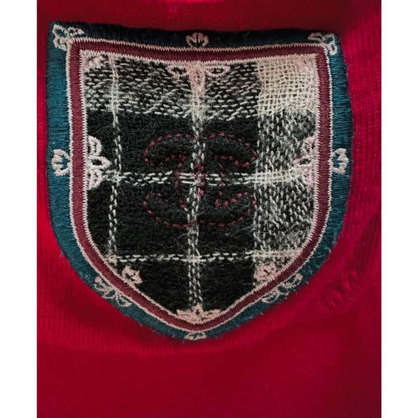 Chanel 2013 Crest Patch Sweater Tunic Red Cotton Very good condition - Inside View