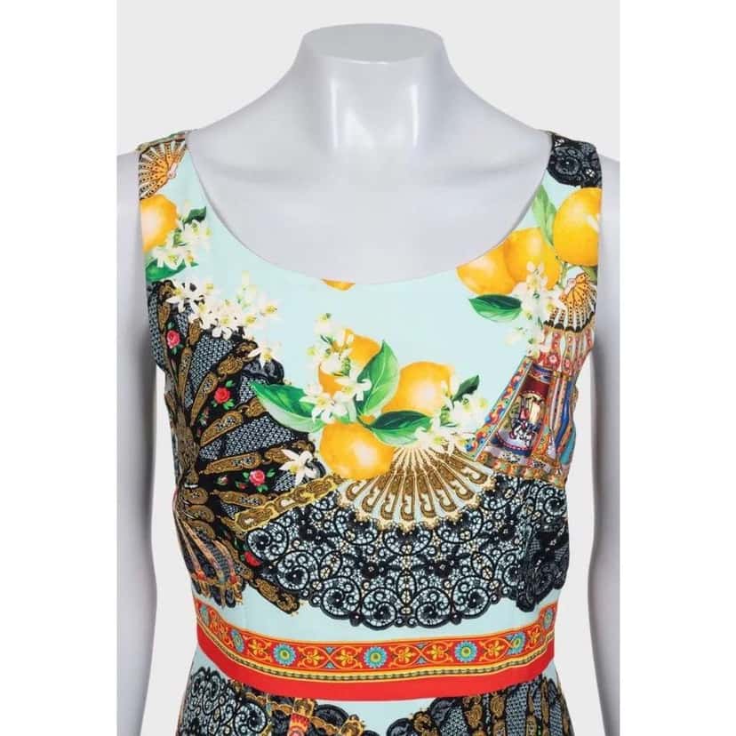 Dolce & Gabbana Dress Vibrant Print MultiColor Silk Very good condition - Model View