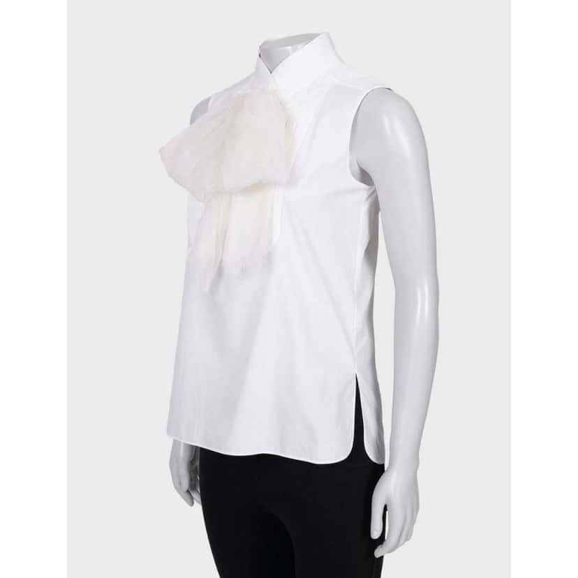 Chanel Bow Blouse White Cotton Very good condition - Back View