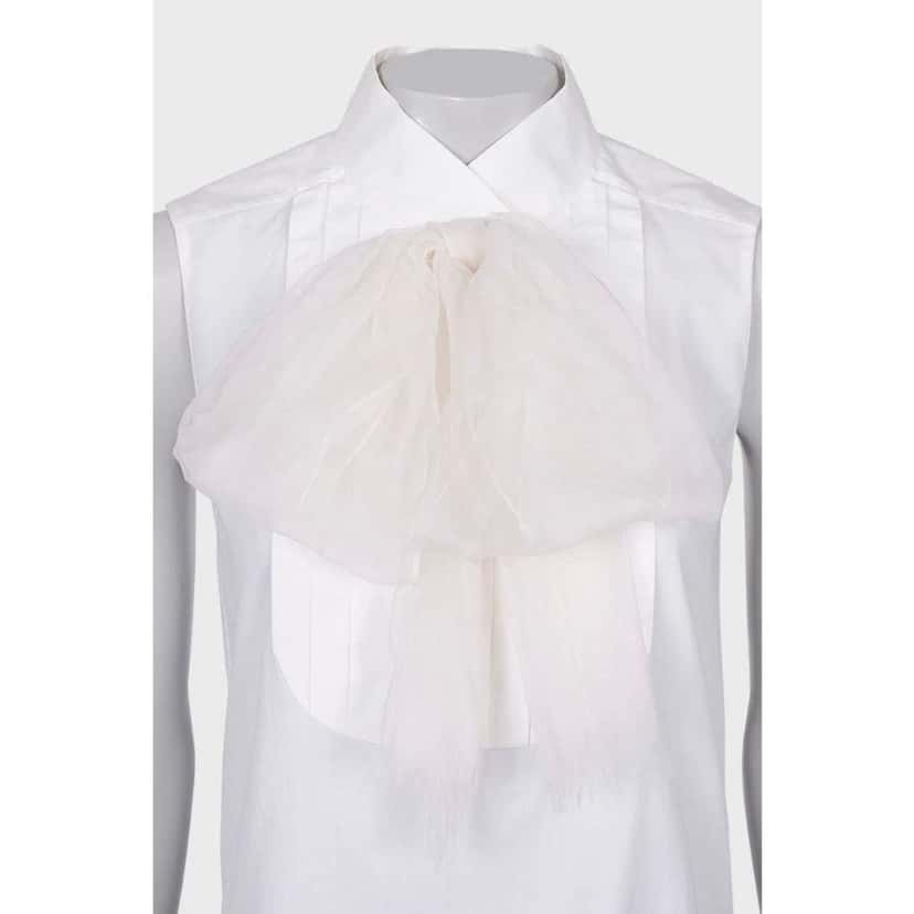 Chanel Bow Blouse White Cotton Very good condition - Box View