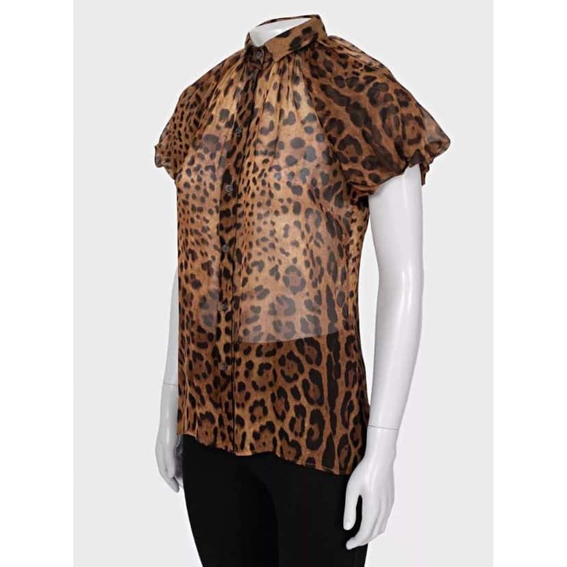 Dolce & Gabbana Animal Print Blouse Brown Silk Very good condition - Back View
