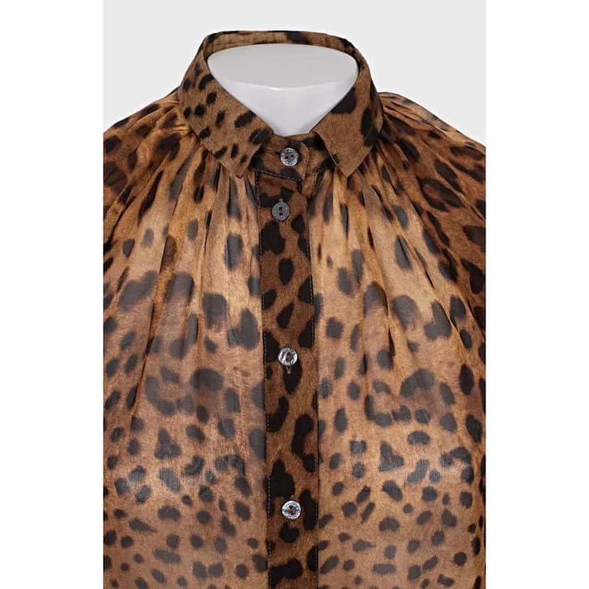 Dolce & Gabbana Animal Print Blouse Brown Silk Very good condition - Model View