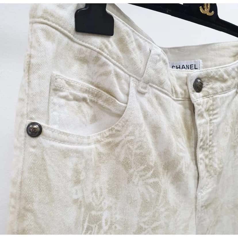 Chanel Camélias Print Jeans Black Cotton Good condition - Back View