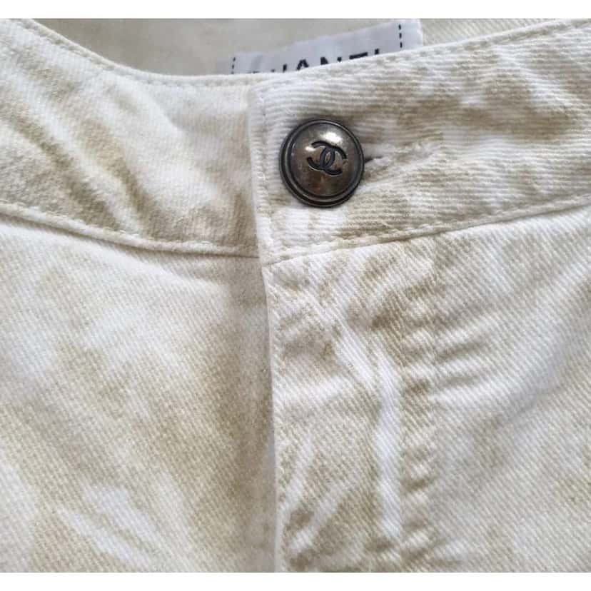 Chanel Camélias Print Jeans Black Cotton Good condition - Inside View