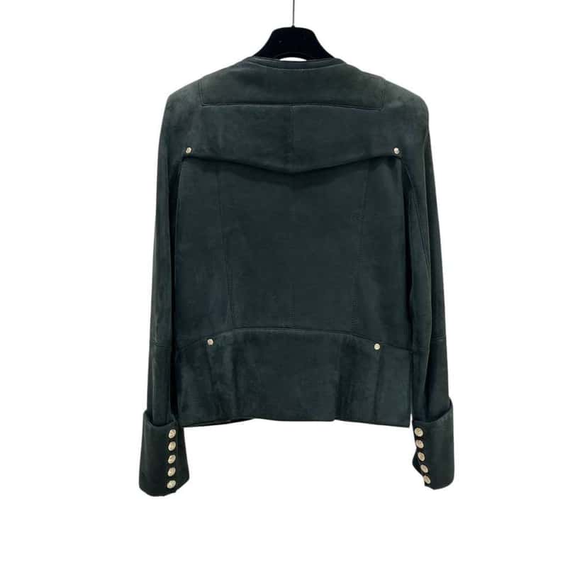 Balmain Biker Jacket Green Shearling Very good condition - Back View