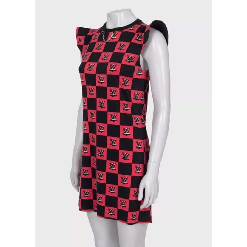 Louis Vuitton Monogram Check Dress Black Cotton Very good condition - Back View