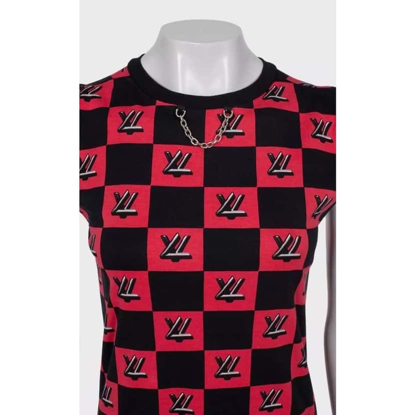 Louis Vuitton Monogram Check Dress Black Cotton Very good condition - Model View